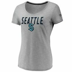 Women's Fanatics Branded Gray Seattle Kraken Space-Dye V-Neck T-Shirt -Metaverse shop unnamed file 7202