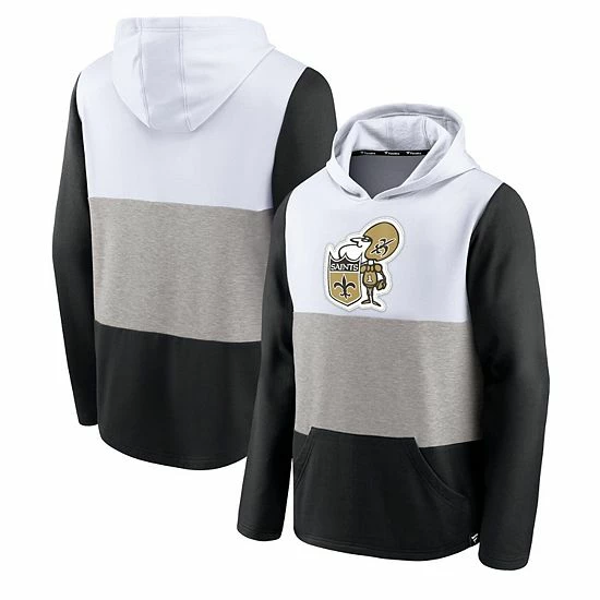 Men's Fanatics Branded White/Black New Orleans Saints Linear Logo Pullover Hoodie 3 Men's Fanatics Branded White/Black New Orleans Saints Linear Logo Pullover Hoodie