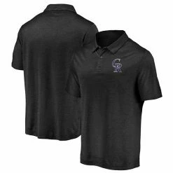 Men's Fanatics Branded Black Colorado Rockies Iconic Striated Primary Logo Polo