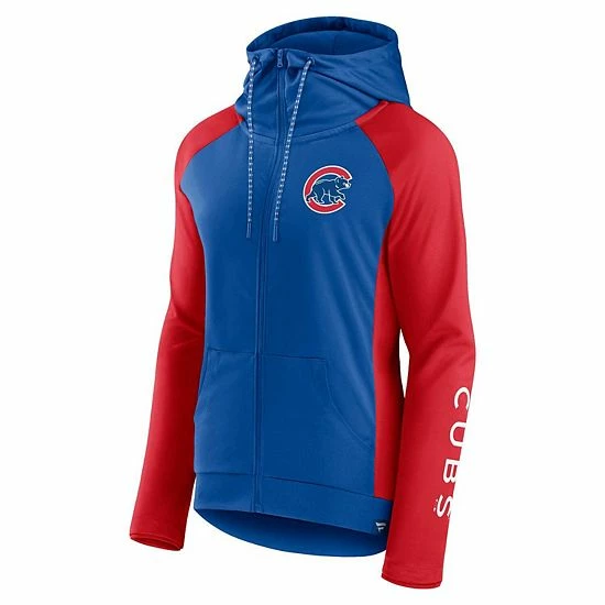 Women's Fanatics Branded Royal/Red Chicago Cubs Iconic Raglan Full-Zip Hoodie 5 Women's Fanatics Branded Royal/Red Chicago Cubs Iconic Raglan Full-Zip Hoodie - Image 3
