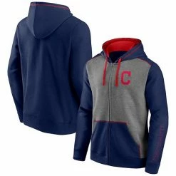 Men's Fanatics Branded Navy/Heathered Gray Cleveland Indians Expansion Team Full-Zip Hoodie -Metaverse shop unnamed file 7356