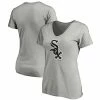 Women's Fanatics Branded Heathered Gray Chicago White Sox Core Official Logo V-Neck T-Shirt -Metaverse shop unnamed file 7363