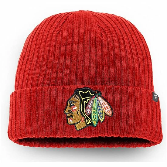 Men's Fanatics Branded Red Chicago Blackhawks Core Primary Logo Cuffed Knit Hat 3 Men's Fanatics Branded Red Chicago Blackhawks Core Primary Logo Cuffed Knit Hat