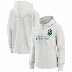 Women's Fanatics Branded Ash Seattle Kraken True Classics Legacy Quarter-Zip Hoodie