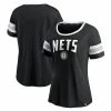 Women's Fanatics Branded Black/Heathered Gray Brooklyn Nets Block Party Striped Sleeve T-Shirt -Metaverse shop unnamed file 7494