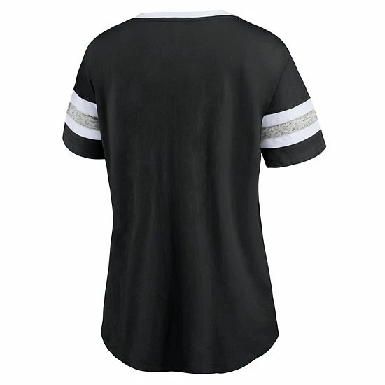 Women's Fanatics Branded Black/Heathered Gray Brooklyn Nets Block Party Striped Sleeve T-Shirt 6 Women's Fanatics Branded Black/Heathered Gray Brooklyn Nets Block Party Striped Sleeve T-Shirt - Image 4