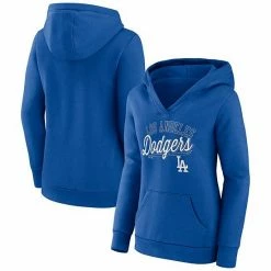 Women's Fanatics Branded Royal Los Angeles Dodgers Simplicity Crossover V-Neck Pullover Hoodie