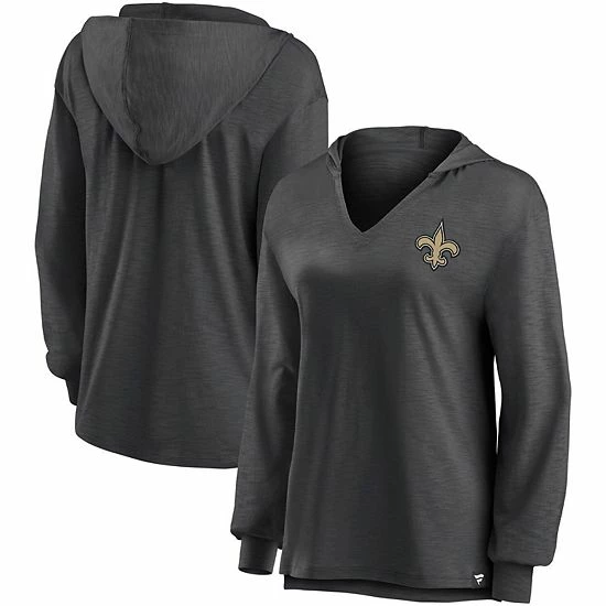 Women's Fanatics Branded Black New Orleans Saints Jumper V-Neck Pullover Hoodie 3 Women's Fanatics Branded Black New Orleans Saints Jumper V-Neck Pullover Hoodie