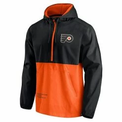 Men's Fanatics Branded Black/Orange Philadelphia Flyers Thrill Seeker Anorak Half-Zip Jacket -Metaverse shop unnamed file 7718