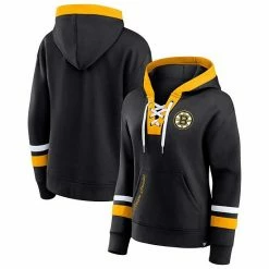 Women's Fanatics Branded Black Boston Bruins Bombastic Exclusive Lace-Up Pullover Hoodie