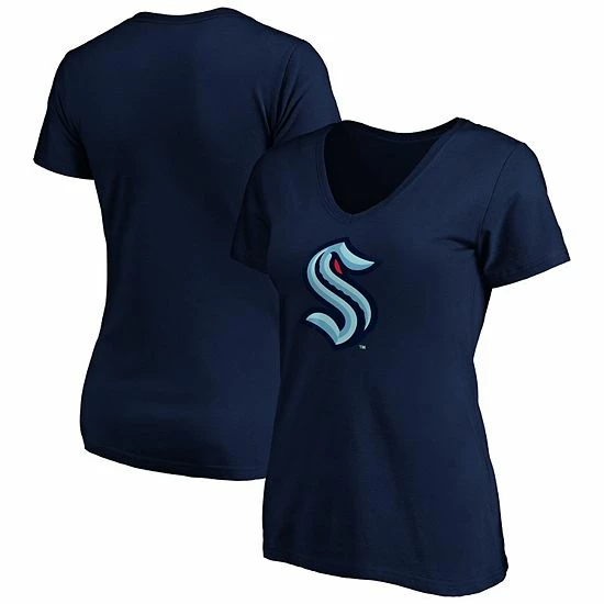 Women's Fanatics Branded Navy Seattle Kraken Primary Logo Plus Size V-Neck T-Shirt 4 Women's Fanatics Branded Navy Seattle Kraken Primary Logo Plus Size V-Neck T-Shirt - Image 2