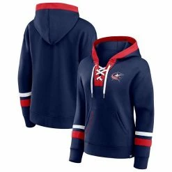 Women's Fanatics Branded Navy Columbus Blue Jackets Bombastic Exclusive Lace-Up Pullover Hoodie -Metaverse shop unnamed file 794