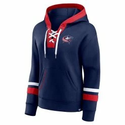 Women's Fanatics Branded Navy Columbus Blue Jackets Bombastic Exclusive Lace-Up Pullover Hoodie -Metaverse shop unnamed file 795