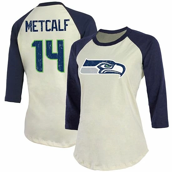 Women's Fanatics Branded DK Metcalf Cream/College Navy Seattle Seahawks Vintage Player Name & Number Raglan 3/4-Sleeve T-Shirt Women's Fanatics Branded DK Metcalf Cream/College Navy Seattle Seahawks Vintage Player Name & Number Raglan 3/4-Sleeve T-Shirt -Metaverse shop unnamed file 8001