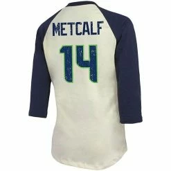 Women's Fanatics Branded DK Metcalf Cream/College Navy Seattle Seahawks Vintage Player Name & Number Raglan 3/4-Sleeve T-Shirt 4 Women's Fanatics Branded DK Metcalf Cream/College Navy Seattle Seahawks Vintage Player Name & Number Raglan 3/4-Sleeve T-Shirt -Metaverse shop unnamed file 8003