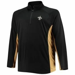 Men's Fanatics Branded Black/Gold New Orleans Saints Big & Tall Polyester Quarter-Zip Raglan Jacket -Metaverse shop unnamed file 801