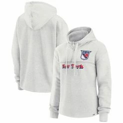 Women's Fanatics Branded Ash New York Rangers True Classics Legacy Quarter-Zip Hoodie