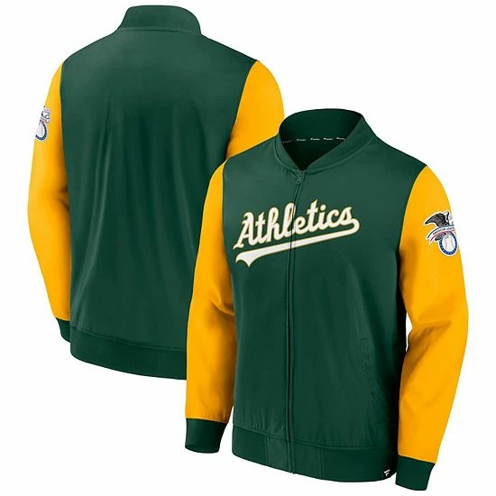 Men's Fanatics Branded Green/Gold Oakland Athletics Iconic Record Holder Woven Full-Zip Bomber Jacket Men's Fanatics Branded Green/Gold Oakland Athletics Iconic Record Holder Woven Full-Zip Bomber Jacket -Metaverse shop unnamed file 8031