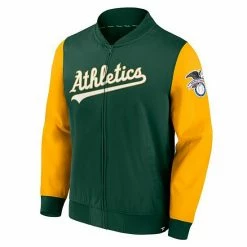 Men's Fanatics Branded Green/Gold Oakland Athletics Iconic Record Holder Woven Full-Zip Bomber Jacket 4 Men's Fanatics Branded Green/Gold Oakland Athletics Iconic Record Holder Woven Full-Zip Bomber Jacket -Metaverse shop unnamed file 8033