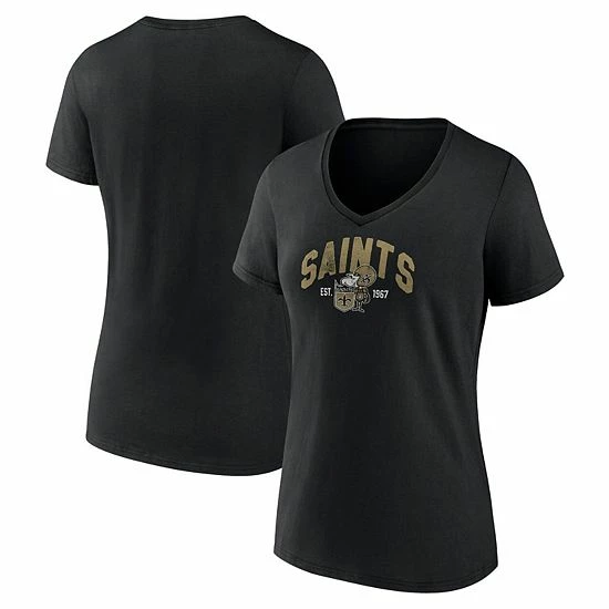 Women's Fanatics Branded Black New Orleans Saints Plus Size Drop Back V-Neck T-Shirt 3 Women's Fanatics Branded Black New Orleans Saints Plus Size Drop Back V-Neck T-Shirt