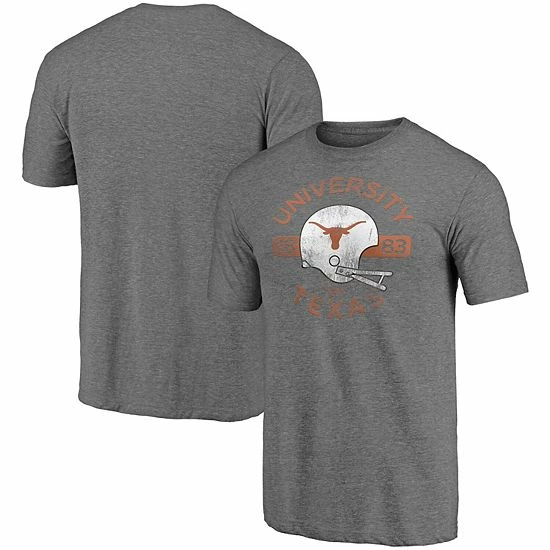 Men's Fanatics Branded Heathered Gray Texas Longhorns Throwback Helmet Tri-Blend T-Shirt Men's Fanatics Branded Heathered Gray Texas Longhorns Throwback Helmet Tri-Blend T-Shirt -Metaverse shop unnamed file 8059