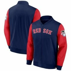 Men's Fanatics Branded Navy/Red Boston Red Sox Iconic Record Holder Woven Full-Zip Bomber Jacket -Metaverse shop unnamed file 8141