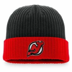 Men's Fanatics Branded Black New Jersey Devils Core Primary Logo Cuffed Knit Hat