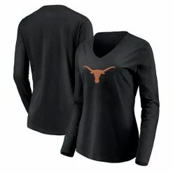 Women's Fanatics Branded Black Texas Longhorns Primary Logo Long Sleeve V-Neck T-Shirt -Metaverse shop unnamed file 8158
