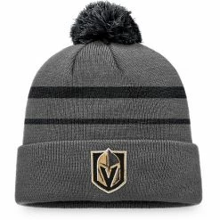 Men's Fanatics Branded Charcoal/Black Vegas Golden Knights Cuffed Knit Hat With Pom