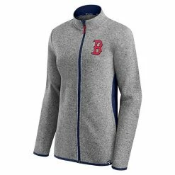 Women's Fanatics Branded Heathered Charcoal Boston Red Sox Primary Logo Fleece Full-Zip Jacket -Metaverse shop unnamed file 8296