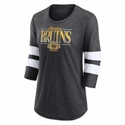 Women's Fanatics Branded Heathered Charcoal/White Boston Bruins Full Shield 3/4-Sleeve Tri-Blend Raglan Scoop Neck T-Shirt 4 Women's Fanatics Branded Heathered Charcoal/White Boston Bruins Full Shield 3/4-Sleeve Tri-Blend Raglan Scoop Neck T-Shirt -Metaverse shop unnamed file 8330