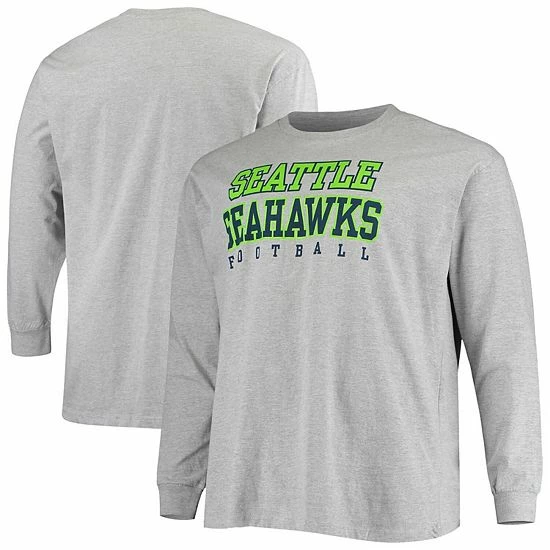 Men's Fanatics Branded Heathered Gray Seattle Seahawks Big & Tall Practice Long Sleeve T-Shirt 3 Men's Fanatics Branded Heathered Gray Seattle Seahawks Big & Tall Practice Long Sleeve T-Shirt