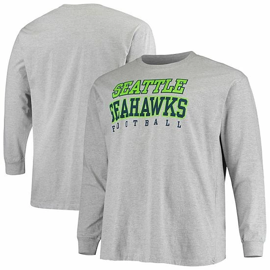 Men's Fanatics Branded Heathered Gray Seattle Seahawks Big & Tall Practice Long Sleeve T-Shirt 4 Men's Fanatics Branded Heathered Gray Seattle Seahawks Big & Tall Practice Long Sleeve T-Shirt - Image 2