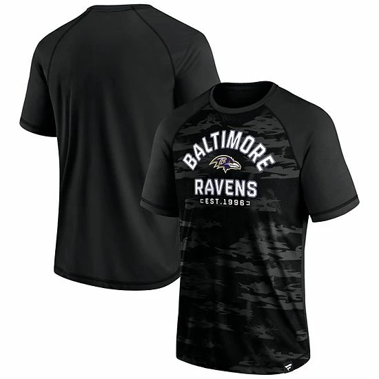 Men's Fanatics Branded Baltimore Ravens Blackout Hail Mary Raglan T-Shirt 3 Men's Fanatics Branded Baltimore Ravens Blackout Hail Mary Raglan T-Shirt