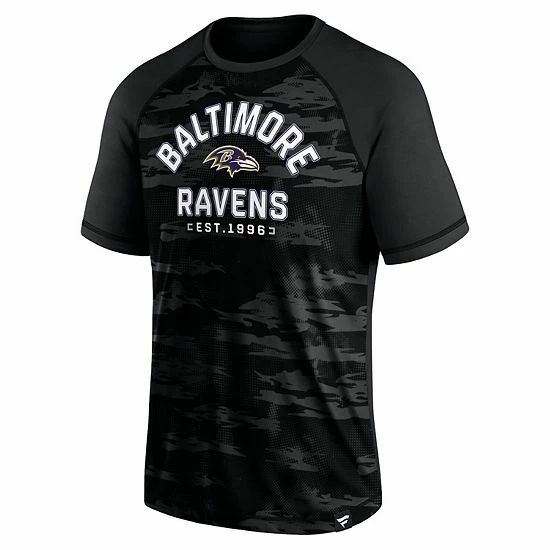 Men's Fanatics Branded Baltimore Ravens Blackout Hail Mary Raglan T-Shirt 5 Men's Fanatics Branded Baltimore Ravens Blackout Hail Mary Raglan T-Shirt - Image 3