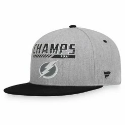 Men's Fanatics Branded Heathered Gray/Black Tampa Bay Lightning 2021 Stanley Cup Champions Snapback Adjustable Hat