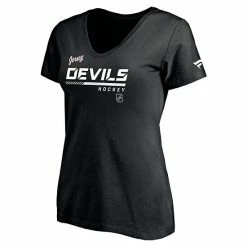 Women's Fanatics Branded Black New Jersey Devils Authentic Pro Alternate Logo V-Neck T-Shirt -Metaverse shop unnamed file 8351