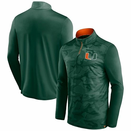 Men's Fanatics Branded Green Miami Hurricanes Depth Chart Camo Jacquard Quarter-Zip Jacket 3 Men's Fanatics Branded Green Miami Hurricanes Depth Chart Camo Jacquard Quarter-Zip Jacket