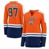 Women's Fanatics Branded Connor McDavid Orange/Navy Edmonton Oilers Power Player Long Sleeve Notch Neck T-Shirt -Metaverse shop unnamed file 8385