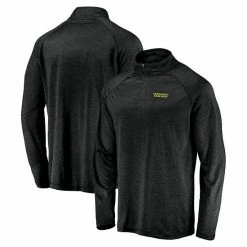 Men's Fanatics Branded Black Oregon Ducks Primary Logo Striated Raglan Quarter-Zip Jacket