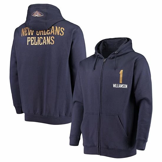 Men's Fanatics Branded Zion Williamson Navy New Orleans Pelicans Player Name & Number Full-Zip Hoodie Jacket 4 Men's Fanatics Branded Zion Williamson Navy New Orleans Pelicans Player Name & Number Full-Zip Hoodie Jacket - Image 2