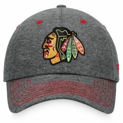 Men's Fanatics Branded Heathered Charcoal Chicago Blackhawks Adjustable Hat -Metaverse shop unnamed file 8507