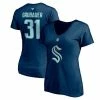 Women's Fanatics Branded Philipp Grubauer Deep Sea Blue Seattle Kraken Authentic Stack Name & Number V-Neck T-Shirt -Metaverse shop unnamed file 8603