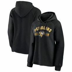 Women's Fanatics Branded Black Pittsburgh Penguins Perfect Play Raglan Pullover Hoodie
