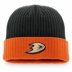Men's Fanatics Branded Black Anaheim Ducks Core Primary Logo Cuffed Knit Hat