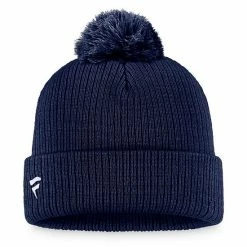 Men's Fanatics Branded Navy Columbus Blue Jackets Core Primary Logo Cuffed Knit Hat With Pom -Metaverse shop unnamed file 8665