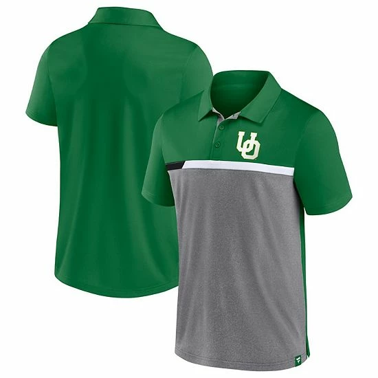 Men's Fanatics Branded Green/Heathered Gray Oregon Ducks Split Block Color Block Polo 4 Men's Fanatics Branded Green/Heathered Gray Oregon Ducks Split Block Color Block Polo - Image 2