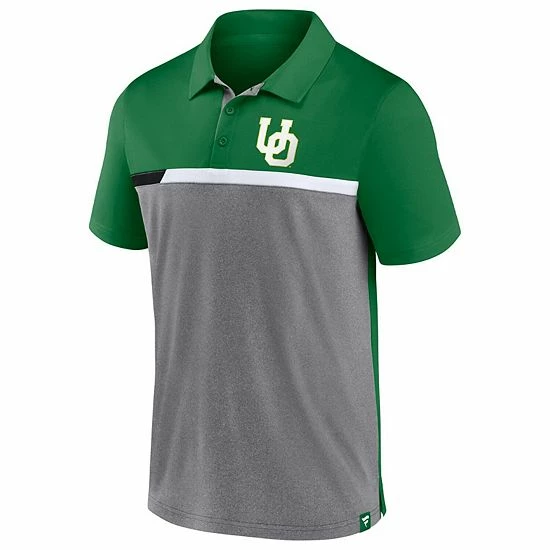 Men's Fanatics Branded Green/Heathered Gray Oregon Ducks Split Block Color Block Polo 5 Men's Fanatics Branded Green/Heathered Gray Oregon Ducks Split Block Color Block Polo - Image 3