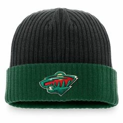 Men's Fanatics Branded Black Minnesota Wild Core Primary Logo Cuffed Knit Hat