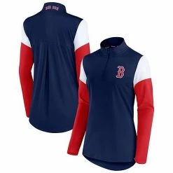 Women's Fanatics Branded Navy/Red Boston Red Sox Authentic Fleece Quarter-Zip Jacket -Metaverse shop unnamed file 8769
